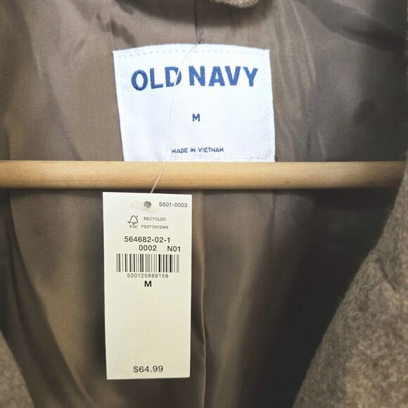 Old Navy Oversized Double-Breasted Pea Coat Women's M Sierra Oak (Lt Tan) NWT - Picture 4 of 8